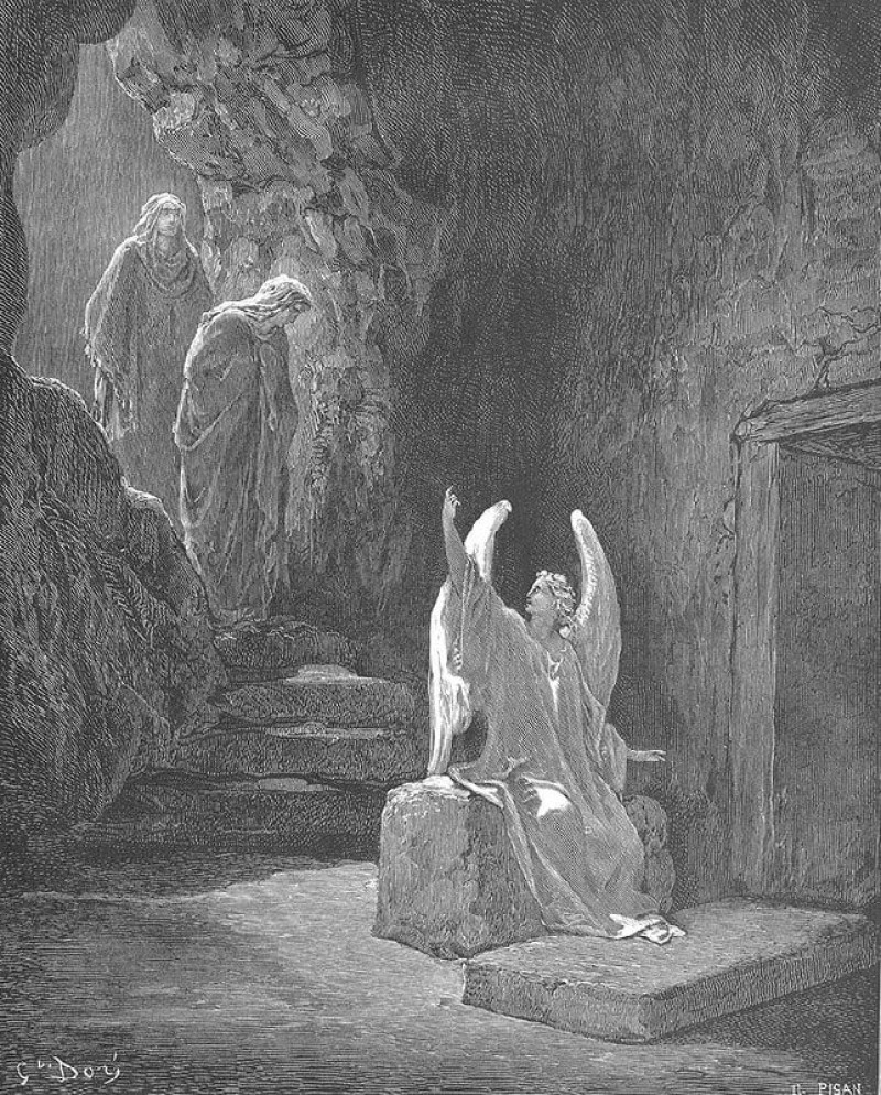 Un ange annonce aux femmes porteuses de myrrhe la résurrection du Christ (Jean, ch. 20 ; Matth. ch. 28 ; Marc,...